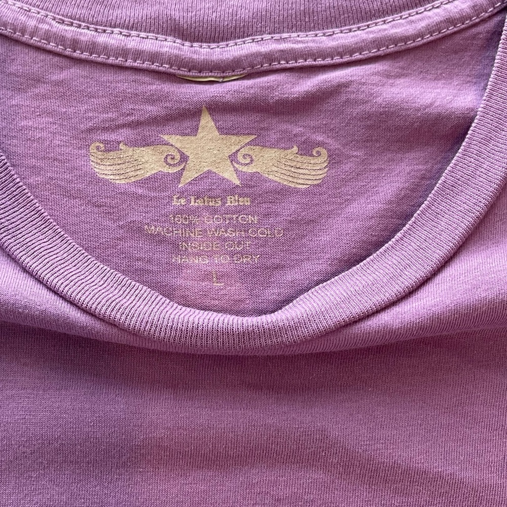 Le Lotus Bleu Purple T-Shirt With Swarovski Crystal Star Y2K Size Large - Picture 4 of 5